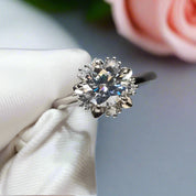 1 Carat Round Cut Diamond Heart Claws Snowflake Engagement Ring-Black Diamonds New York