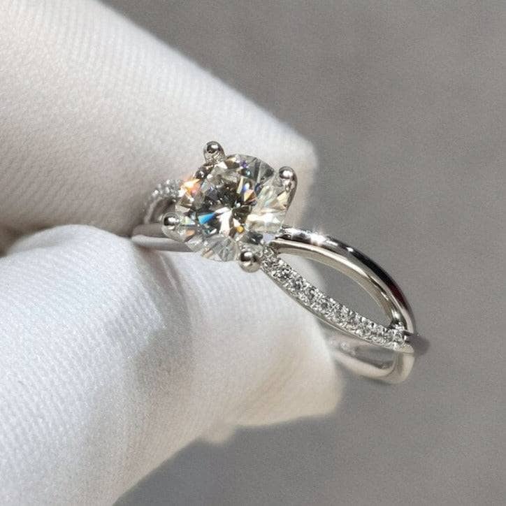 1 Carat Round Cut Past D Color Diamond Forever Love Engagement Ring-Black Diamonds New York
