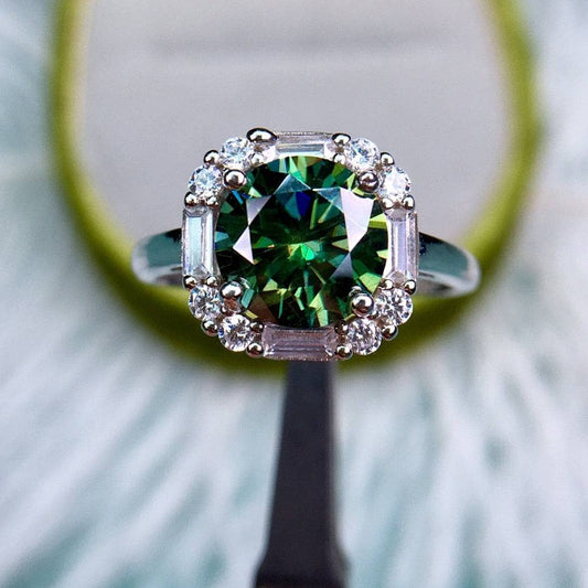 1 Carat Round Green Diamond Engagement Ring-Black Diamonds New York