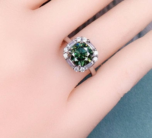 1 Carat Round Green Diamond Engagement Ring-Black Diamonds New York