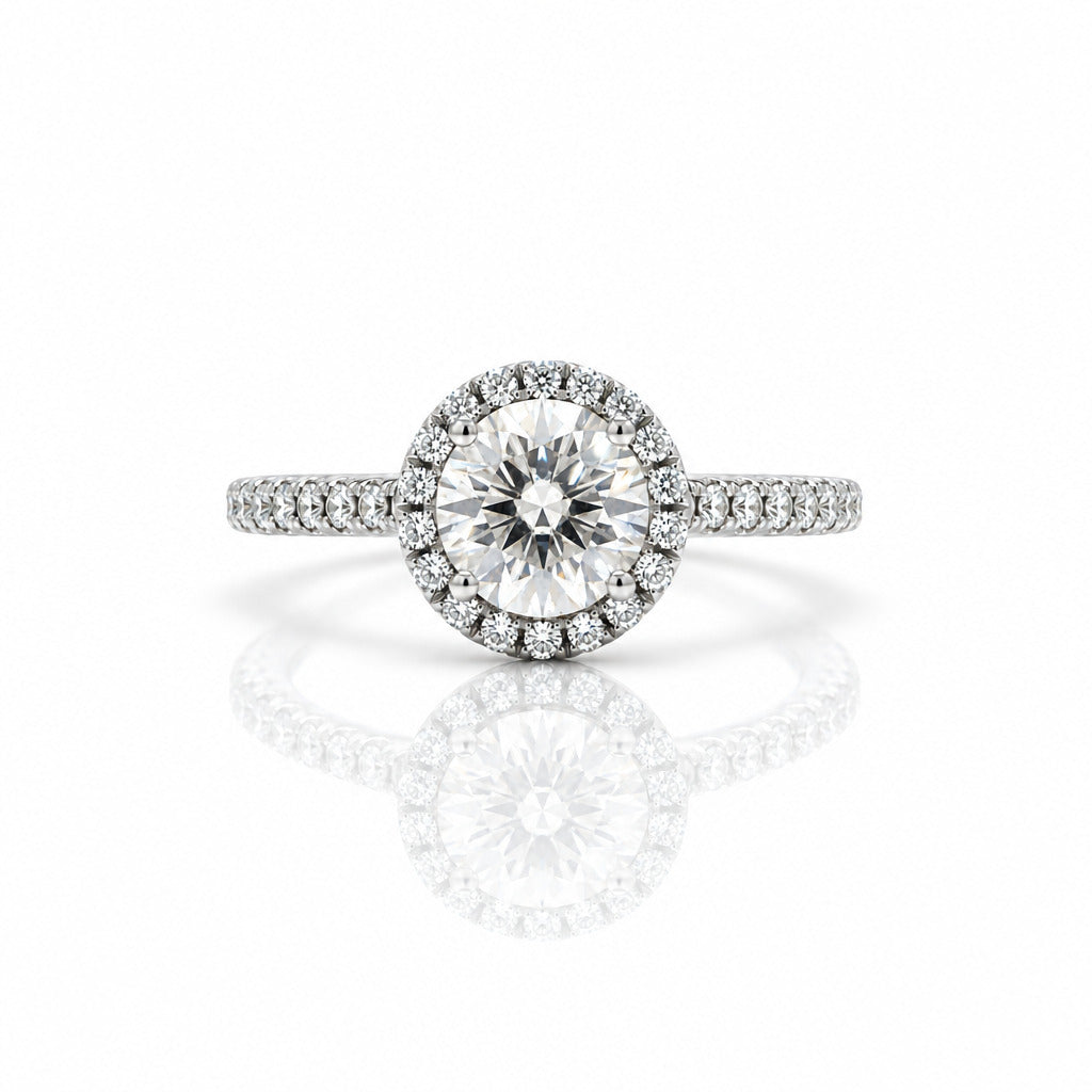 1 Carat Round Halo Diamond Option Ring-Black Diamonds New York