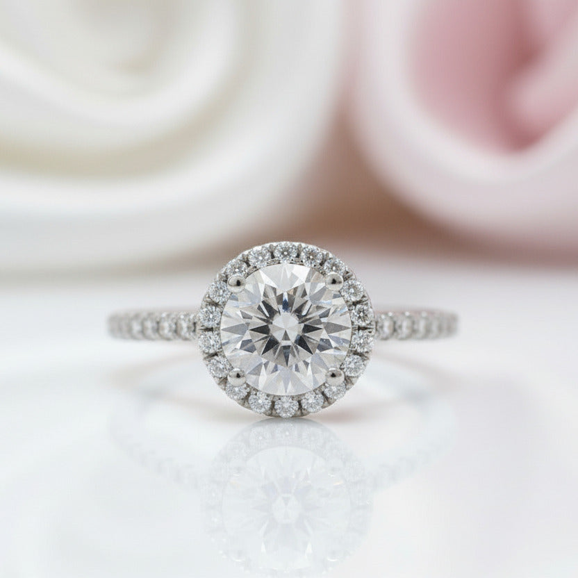 1 Carat Round Halo Diamond Option Ring-Black Diamonds New York