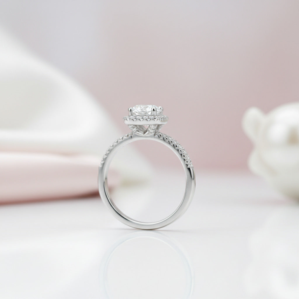 1 Carat Round Halo Diamond Option Ring-Black Diamonds New York