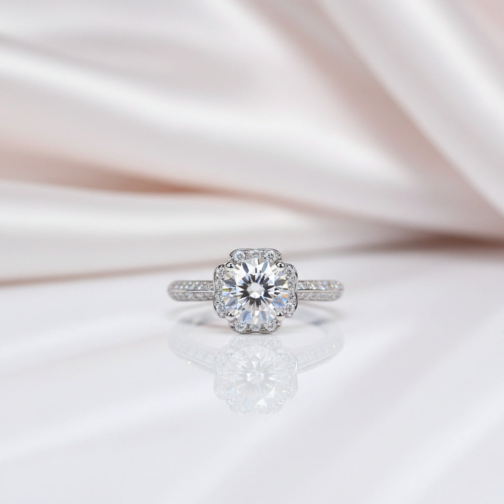 1.0 Ct Round Diamond Option Goddess of Luck Engagement Ring-Black Diamonds New York