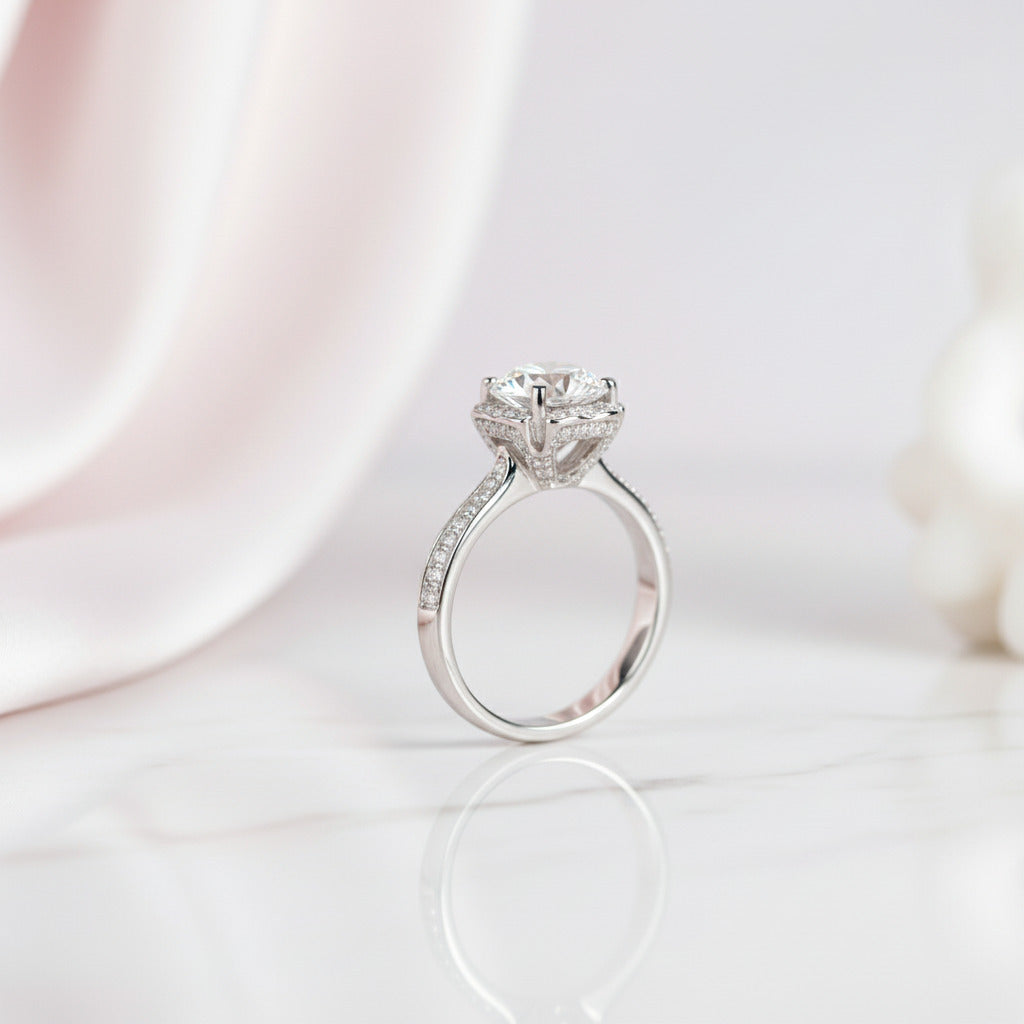 1.0 Ct Round Diamond Option Goddess of Luck Engagement Ring-Black Diamonds New York