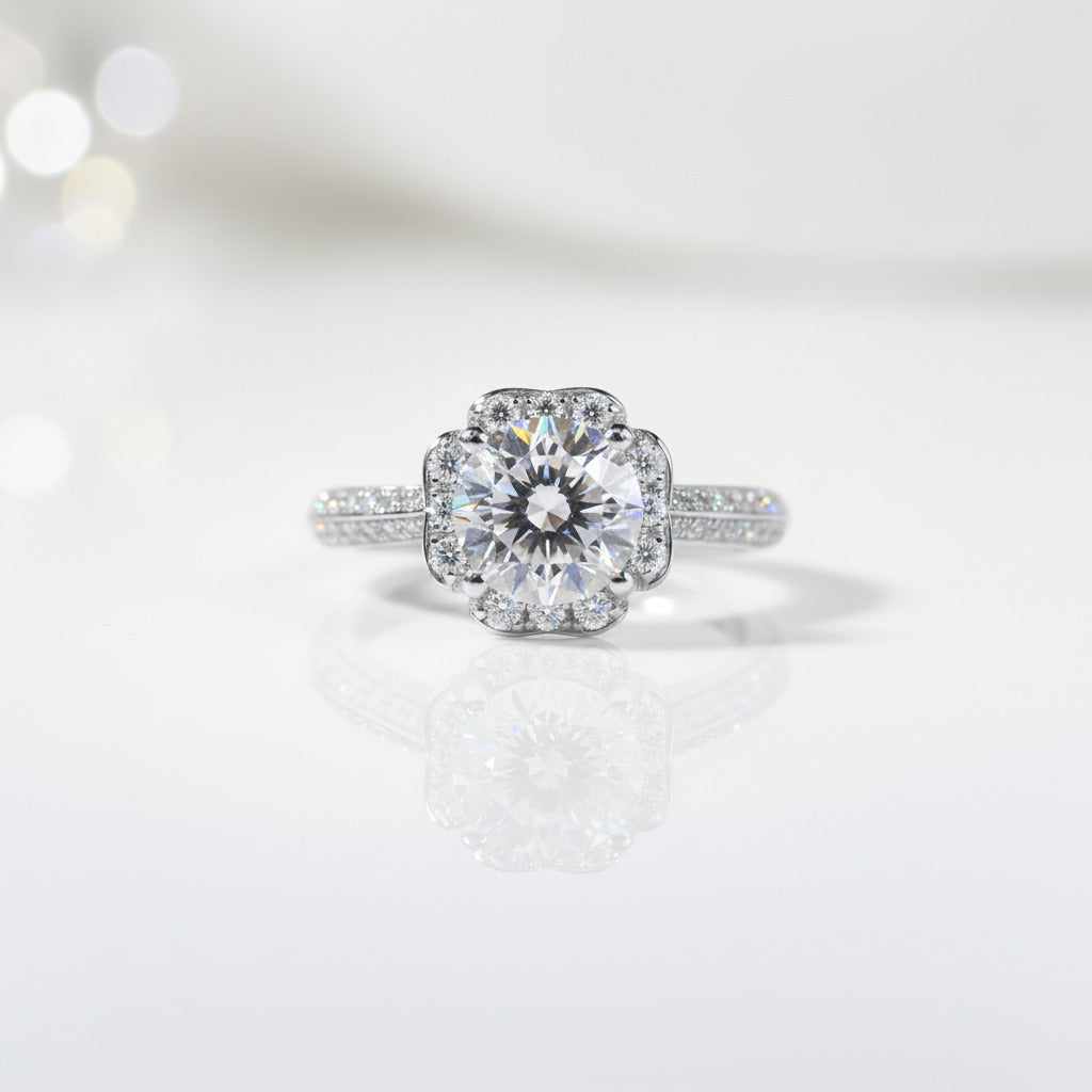 1.0 Ct Round Diamond Option Goddess of Luck Engagement Ring-Black Diamonds New York