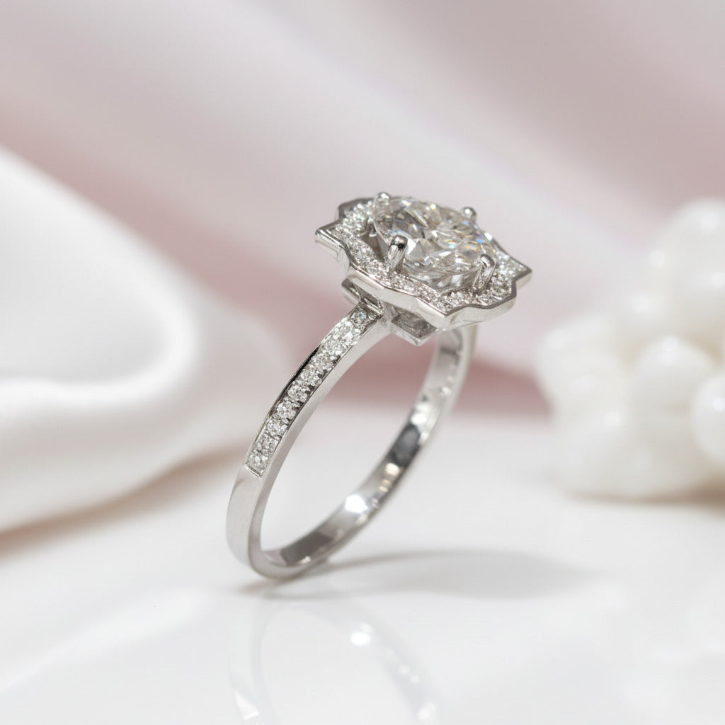 1.0 Ct Sparkling Round Cut D Color Diamond Option Engagement Ring-Black Diamonds New York
