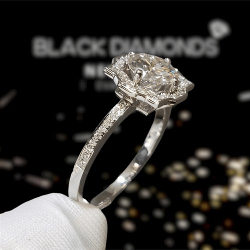 1 Carat Sparkling Round Cut D Color Moissanite Engagement Ring-Black Diamonds New York