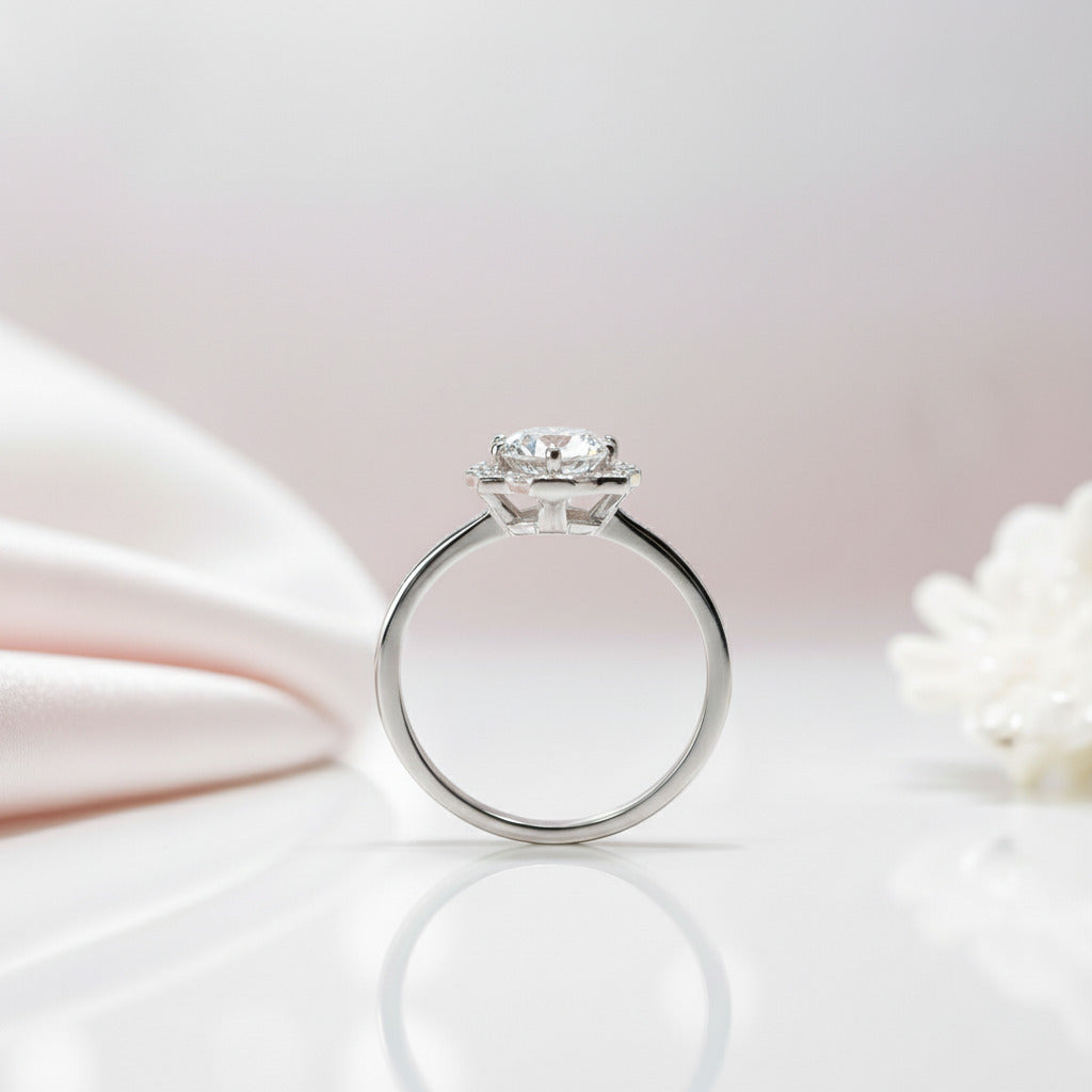 1.0 Ct Sparkling Round Cut D Color Diamond Option Engagement Ring-Black Diamonds New York