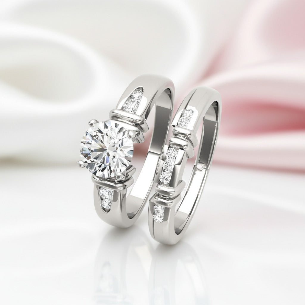 1 ct Round Cut Diamond Option White Gold Engagement Set-Black Diamonds New York