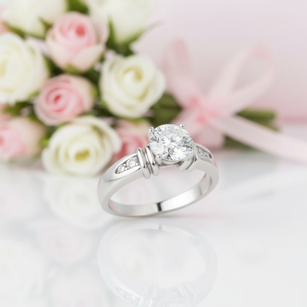 1 ct Round Cut Diamond Option White Gold Engagement Set-Black Diamonds New York