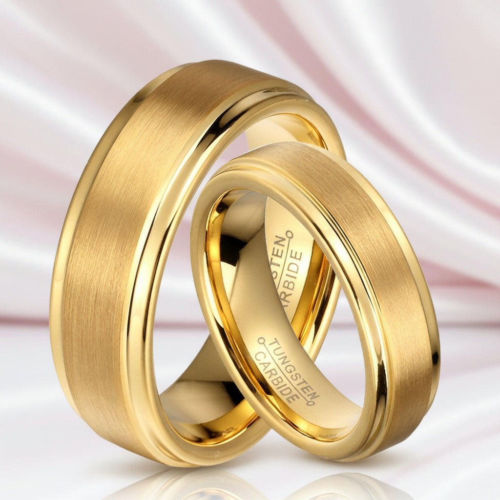 Tungsten Carbide Wedding Ring Set For Couples-Black Diamonds New York