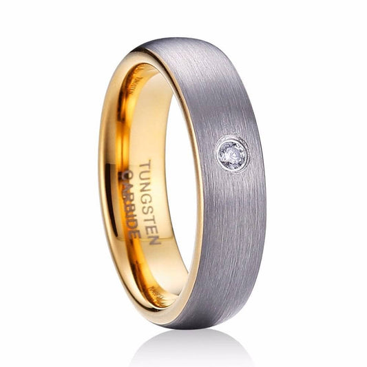 1 Pair Dome Tungsten Carbide Wedding Ring Set with Created Diamond-Black Diamonds New York