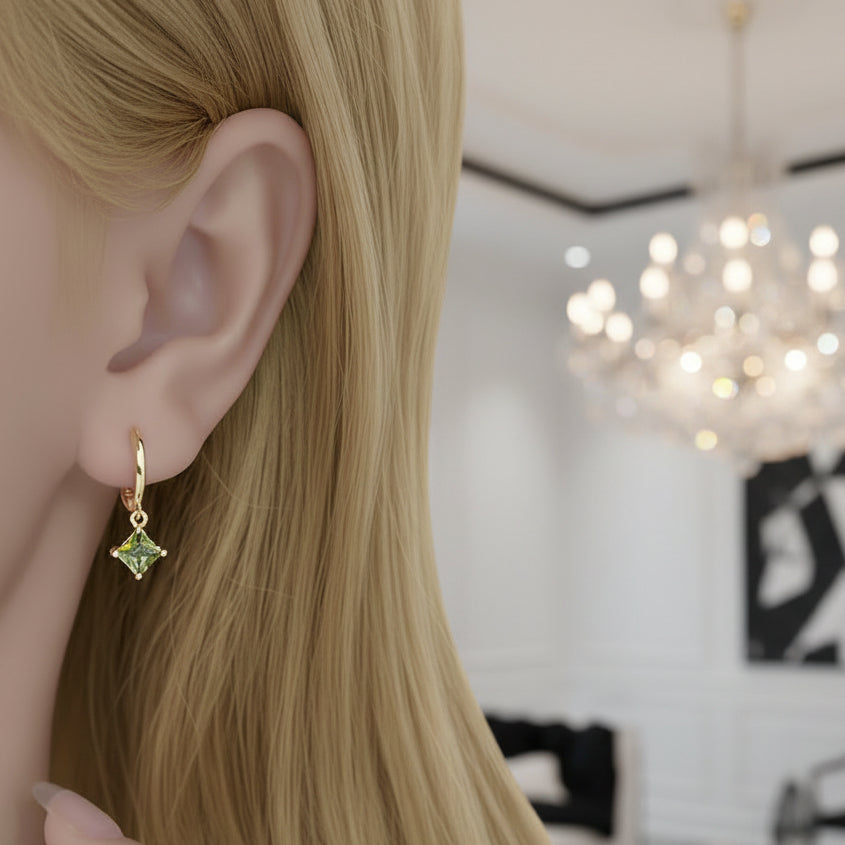 Geometric Diamond Option Punk Hoop Earrings-Black Diamonds New York