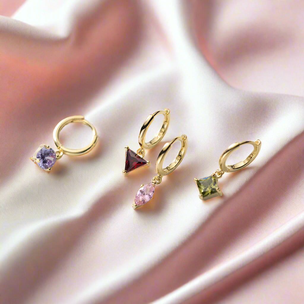 Geometric Diamond Punk Hoop Earrings-Black Diamonds New York