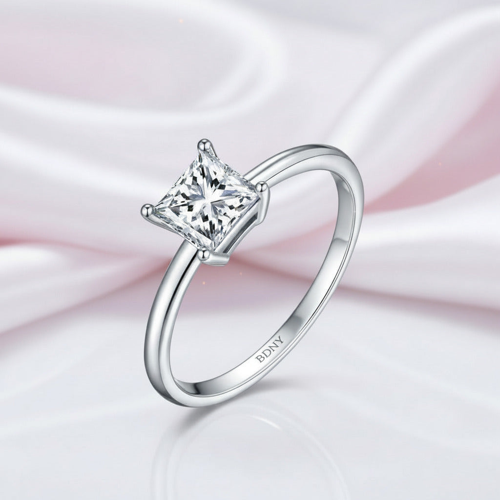 1.0Ct 5.5mm Cushion Brilliant Diamond Option Solitaire Engagement Ring-Black Diamonds New York
