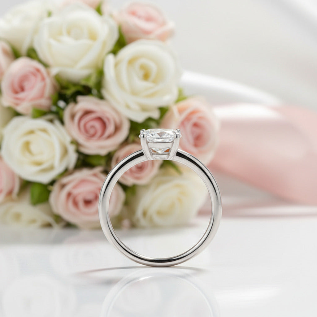 1.0Ct 5.5mm Cushion Brilliant Diamond Option Solitaire Engagement Ring-Black Diamonds New York