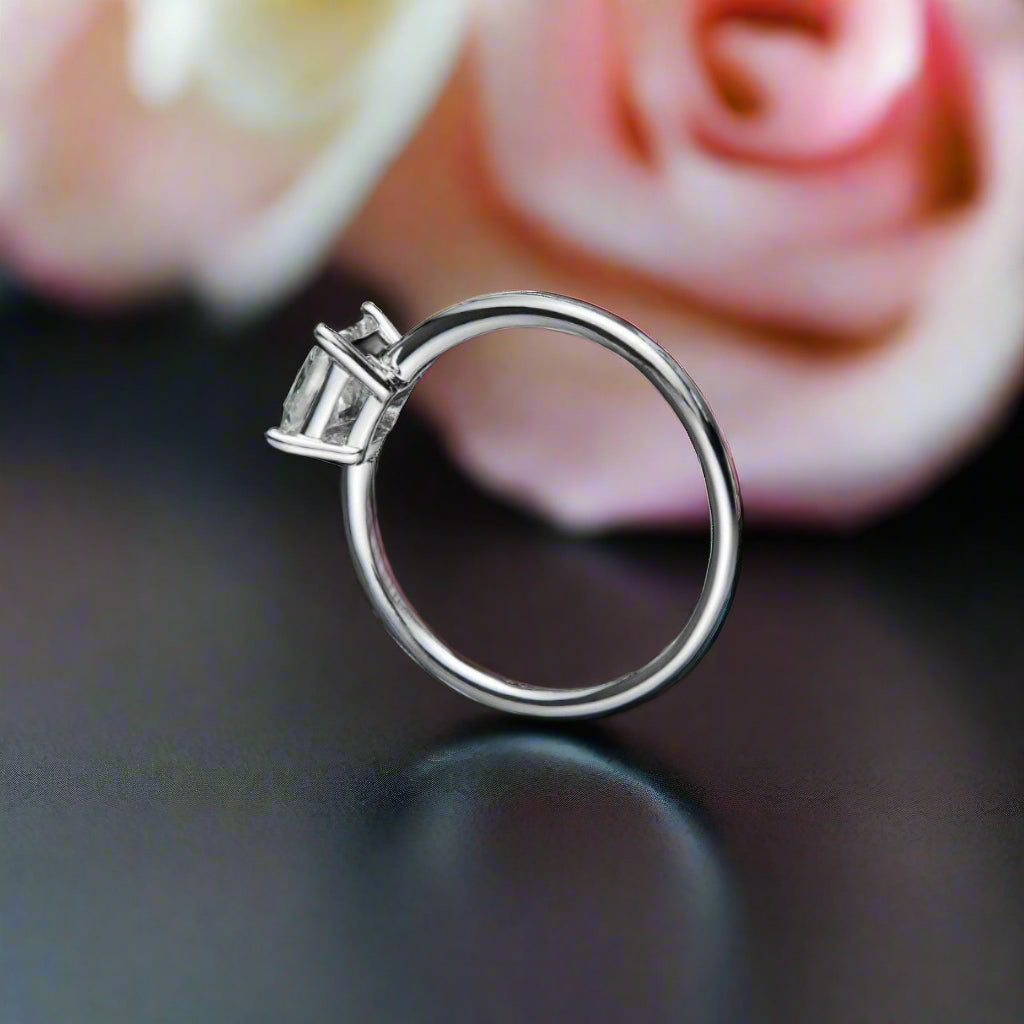 1.0Ct 5.5mm Square Solitaire Brilliant Diamond Engagement Ring-Black Diamonds New York