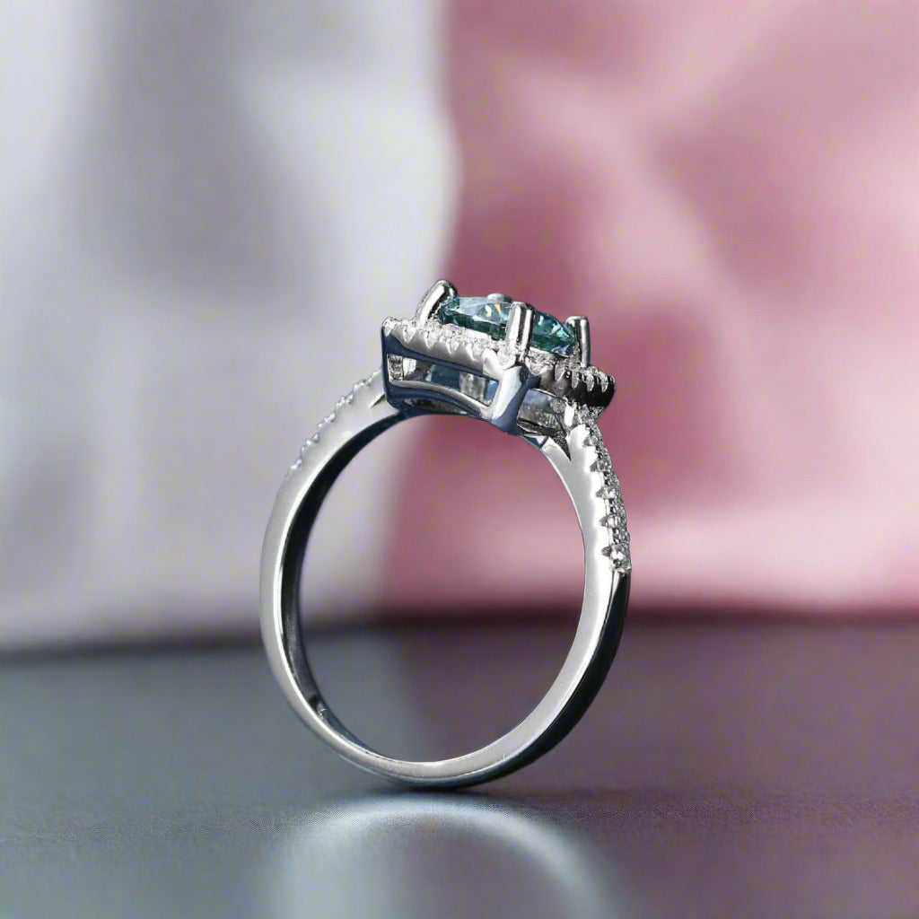 1.0Ct 6.5mm Round Cushion Halo Diamond Engagement-Black Diamonds New York