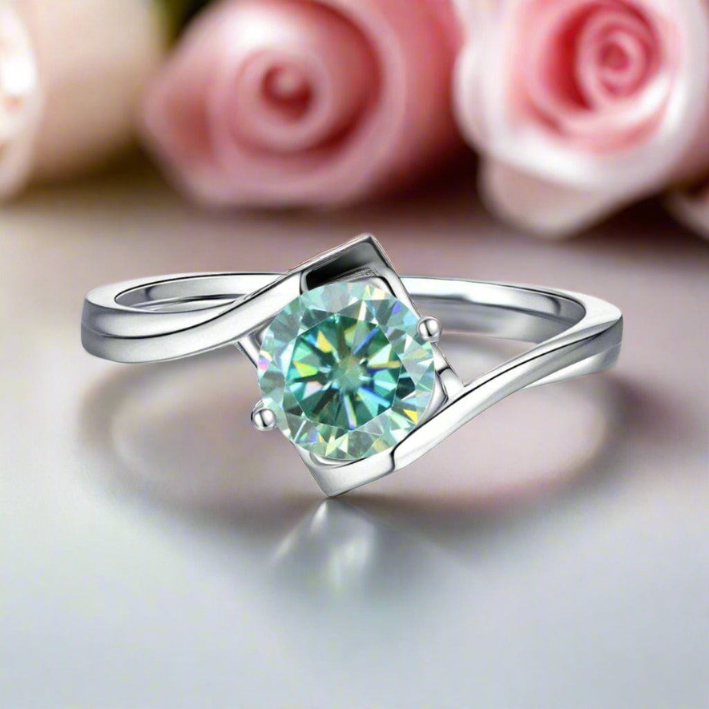 1.0Ct 6.5mm Round Modern Bypass Diamond Engagement Ring-Black Diamonds New York