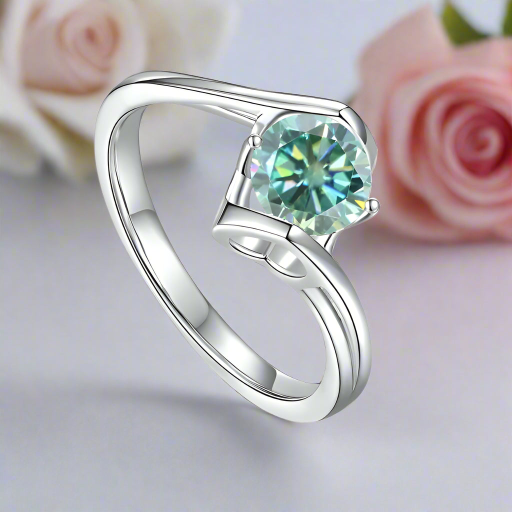 1.0Ct 6.5mm Round Modern Bypass Diamond Engagement Ring-Black Diamonds New York