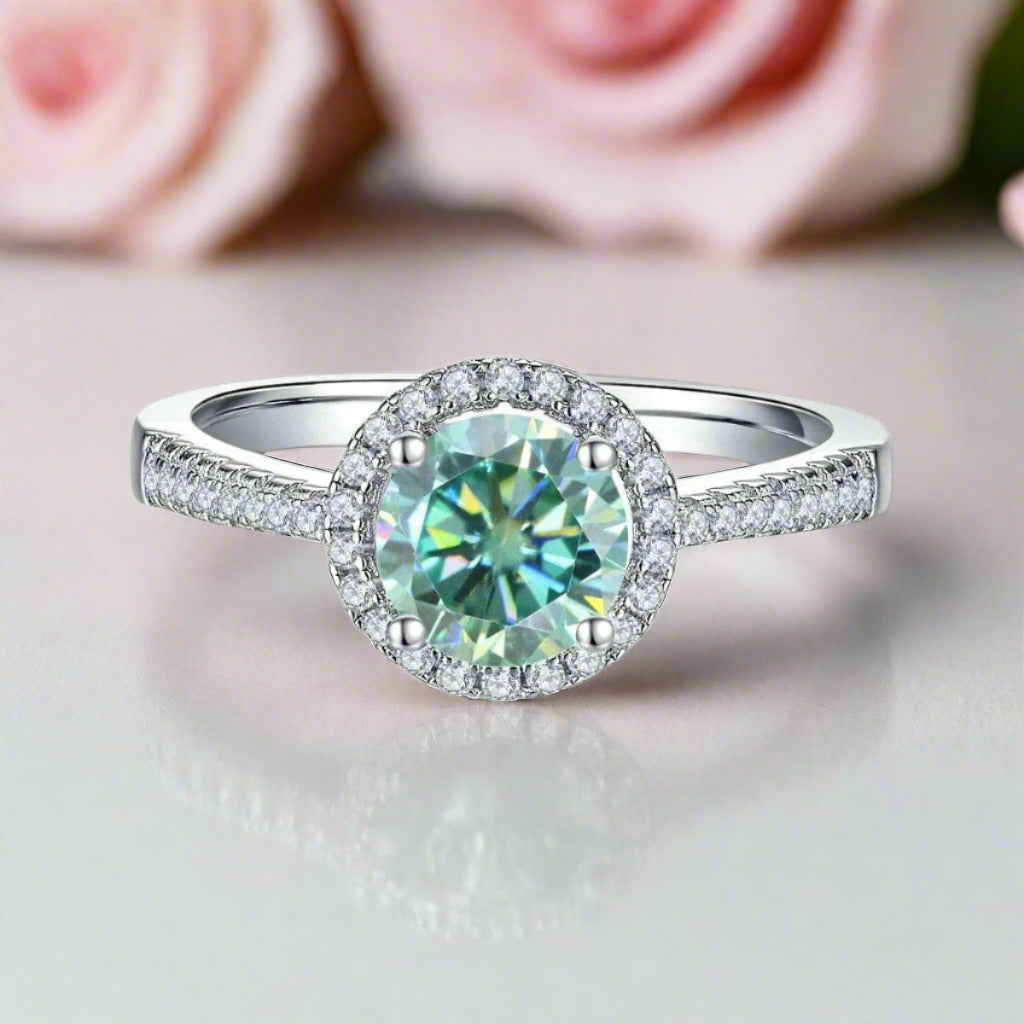 1.0Ct 6.5mm Round Petite Halo Diamond Engagement Ring-Black Diamonds New York