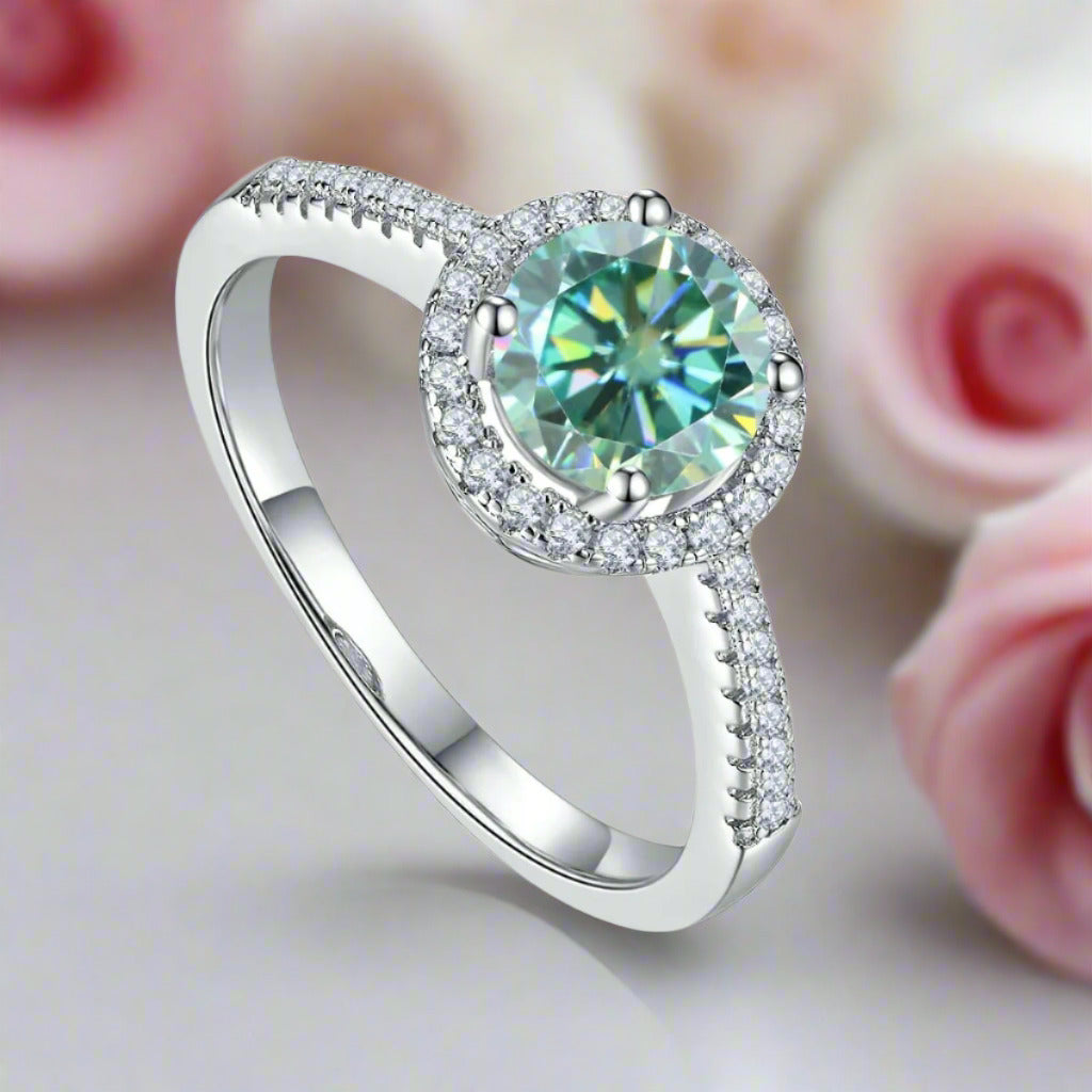 1.0Ct 6.5mm Round Petite Halo Diamond Engagement Ring-Black Diamonds New York