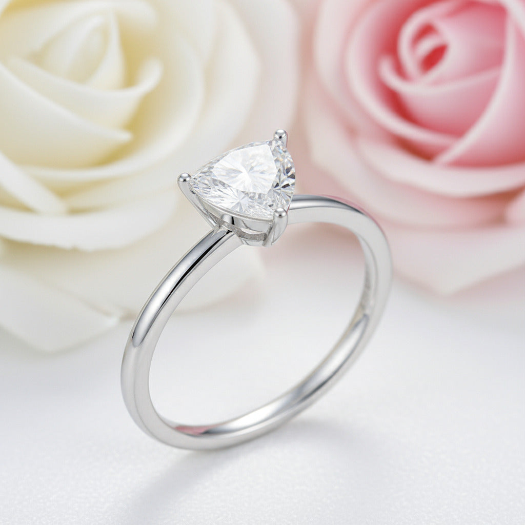 1.0Ct 6.5mm Trillion Diamond Solitaire Engagement Ring-Black Diamonds New York