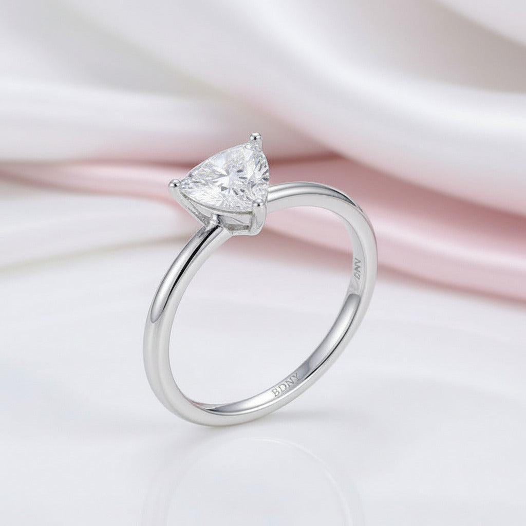 1.0Ct 6.5mm Trillion Diamond Option Solitaire Engagement Ring-Black Diamonds New York