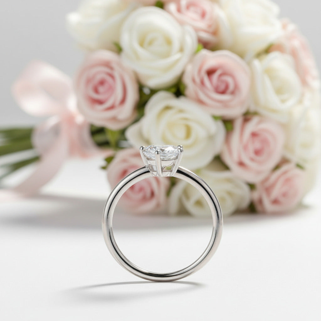 1.0Ct 6.5mm Trillion Diamond Option Solitaire Engagement Ring-Black Diamonds New York