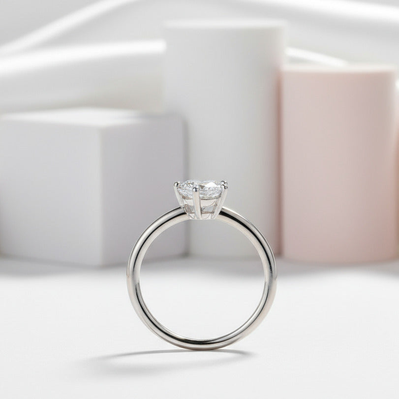 1.0Ct 6.5mm Trillion Diamond Solitaire Engagement Ring-Black Diamonds New York