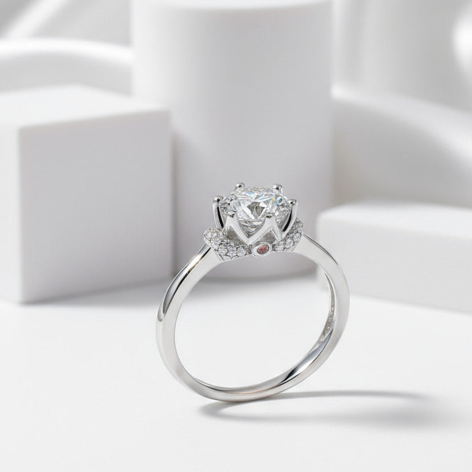 1.0Ct 6.5mm VVS1 Diamond Crown Ring-Black Diamonds New York