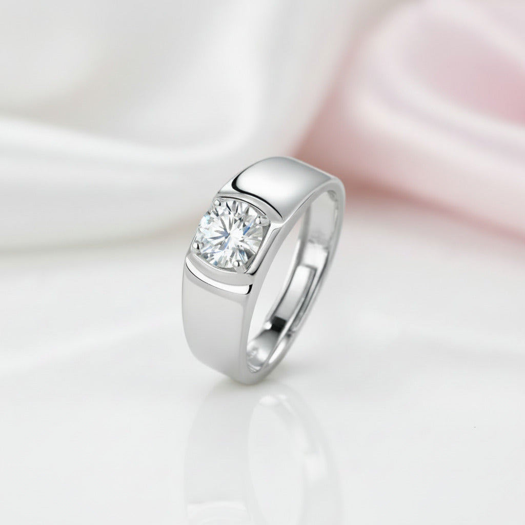 1.0Ct D Color 6.5mm Diamond Option Adjustable Ring-Black Diamonds New York