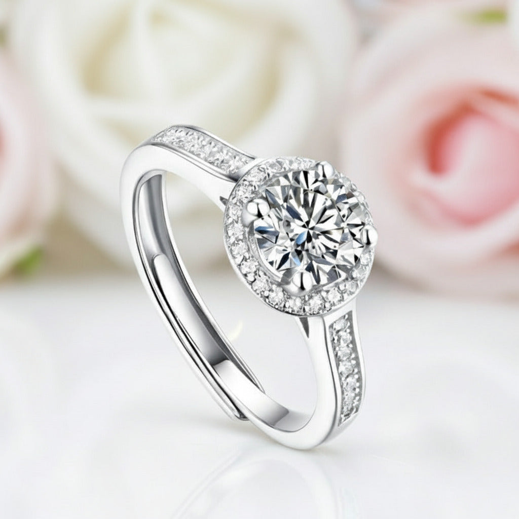 1.0Ct D Color Twinkle Stone Diamond Engagement Halo Ring-Black Diamonds New York