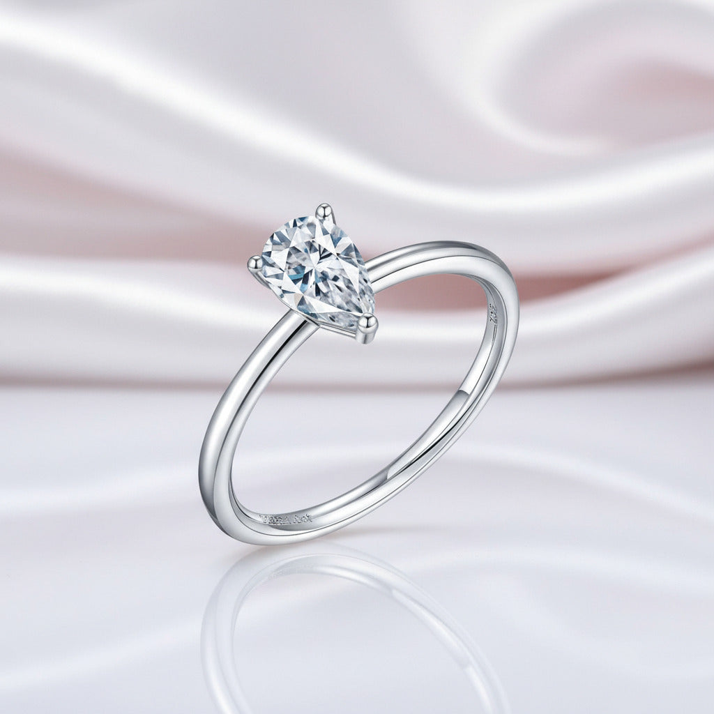 1.0Ct Pear Shape Diamond Option Solitaire Engagement Ring-Black Diamonds New York