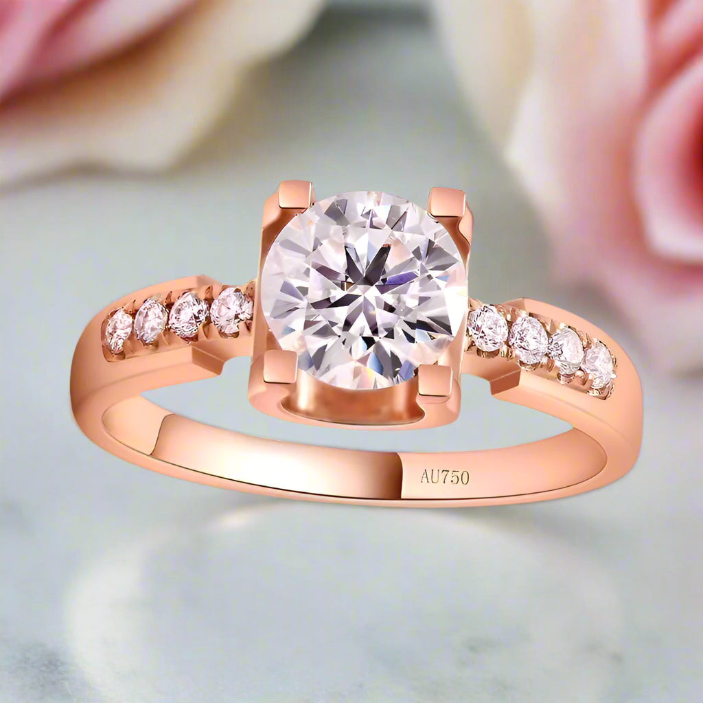 1.0 CT Round Brilliant Cut Diamond Engagement Ring-Black Diamonds New York