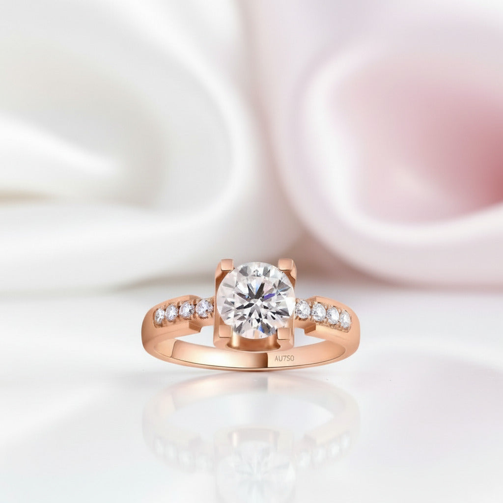 1.0 CT Round Brilliant Cut Diamond Option Engagement Ring-Black Diamonds New York