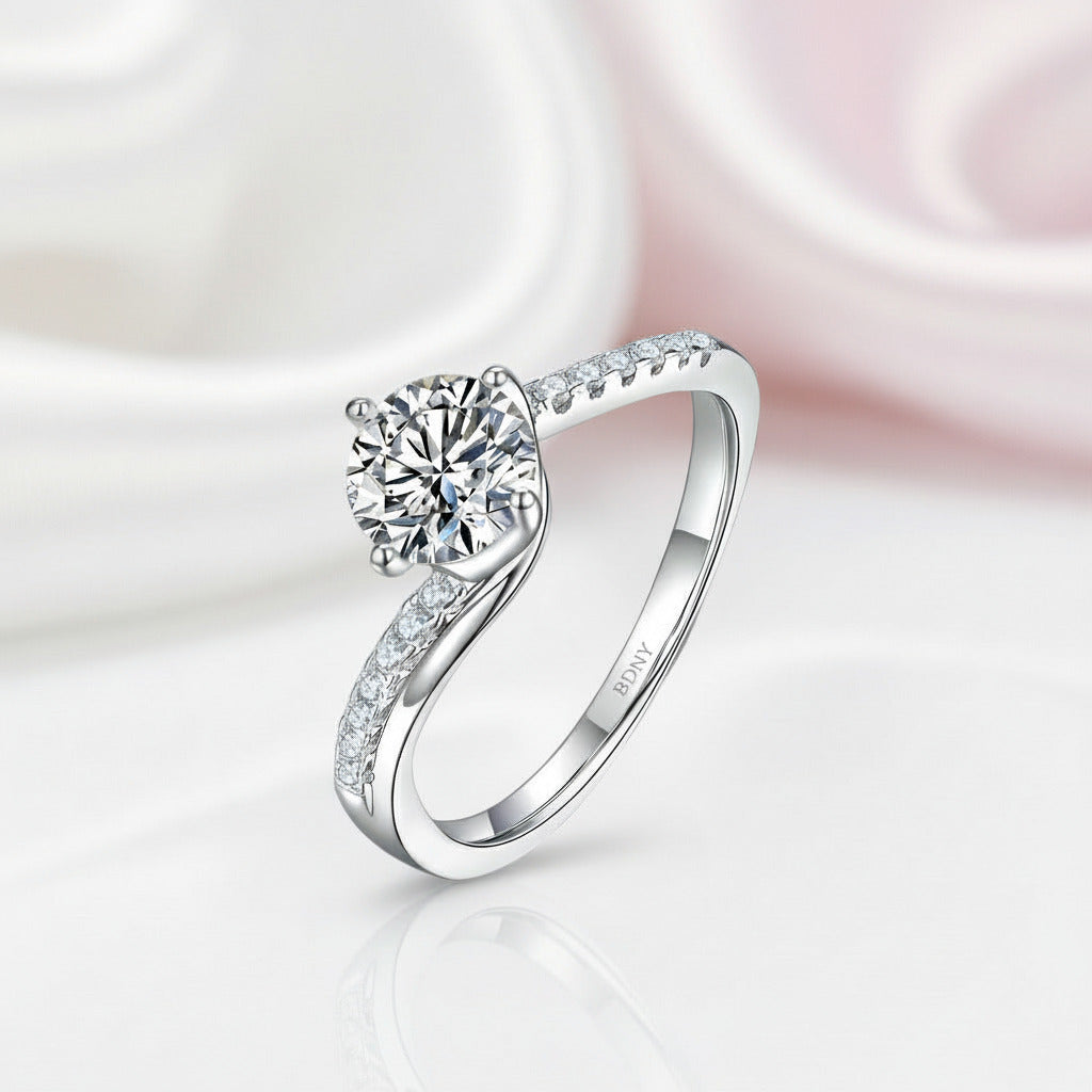 1.0 Ct 6.5mm Diamond Option Engagement Ring-Black Diamonds New York