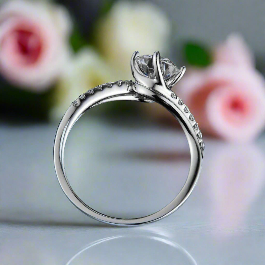 1.0 Ct 6.5mm Diamond Engagement Ring-Black Diamonds New York