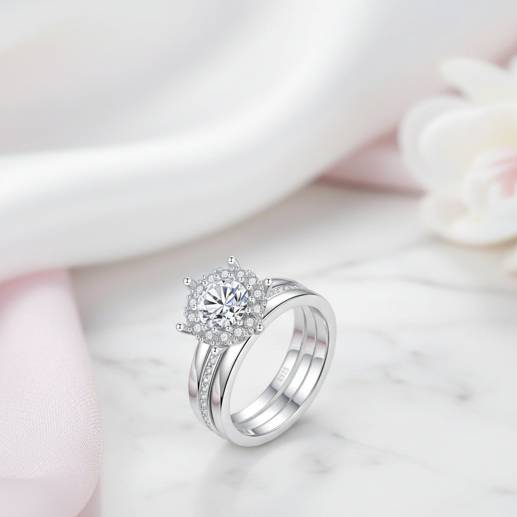 1.0 Ct Diamond Option Bridal Ring Set-Black Diamonds New York