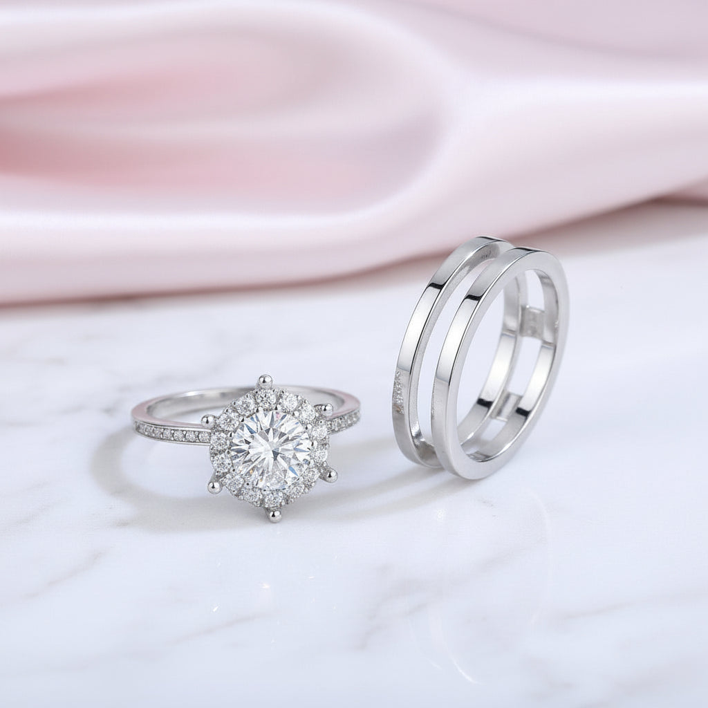 1.0 Ct Diamond Option Bridal Ring Set-Black Diamonds New York