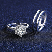 1.0 Ct Diamond Bridal Ring Set-Black Diamonds New York