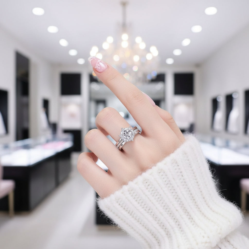 1.0 Ct Diamond Option Bridal Ring Set-Black Diamonds New York