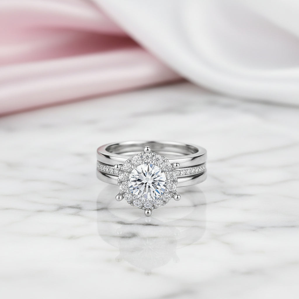 1.0 Ct Diamond Option Bridal Ring Set-Black Diamonds New York