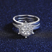 1.0 Ct Diamond Bridal Ring Set-Black Diamonds New York