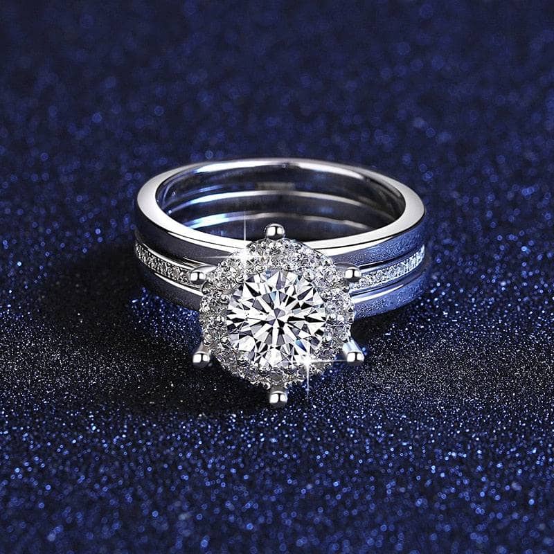 1.0 Ct Diamond Bridal Ring Set-Black Diamonds New York