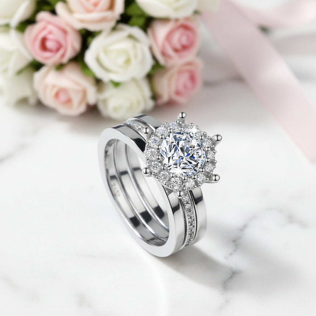 1.0 Ct Diamond Option Bridal Ring Set-Black Diamonds New York