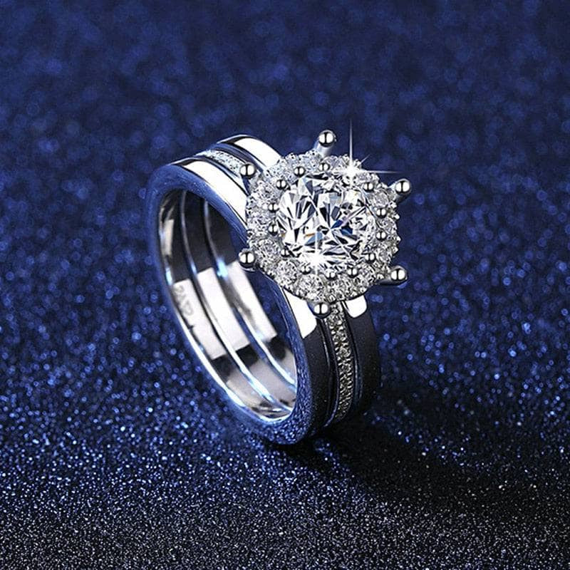 1.0 Ct Diamond Bridal Ring Set-Black Diamonds New York