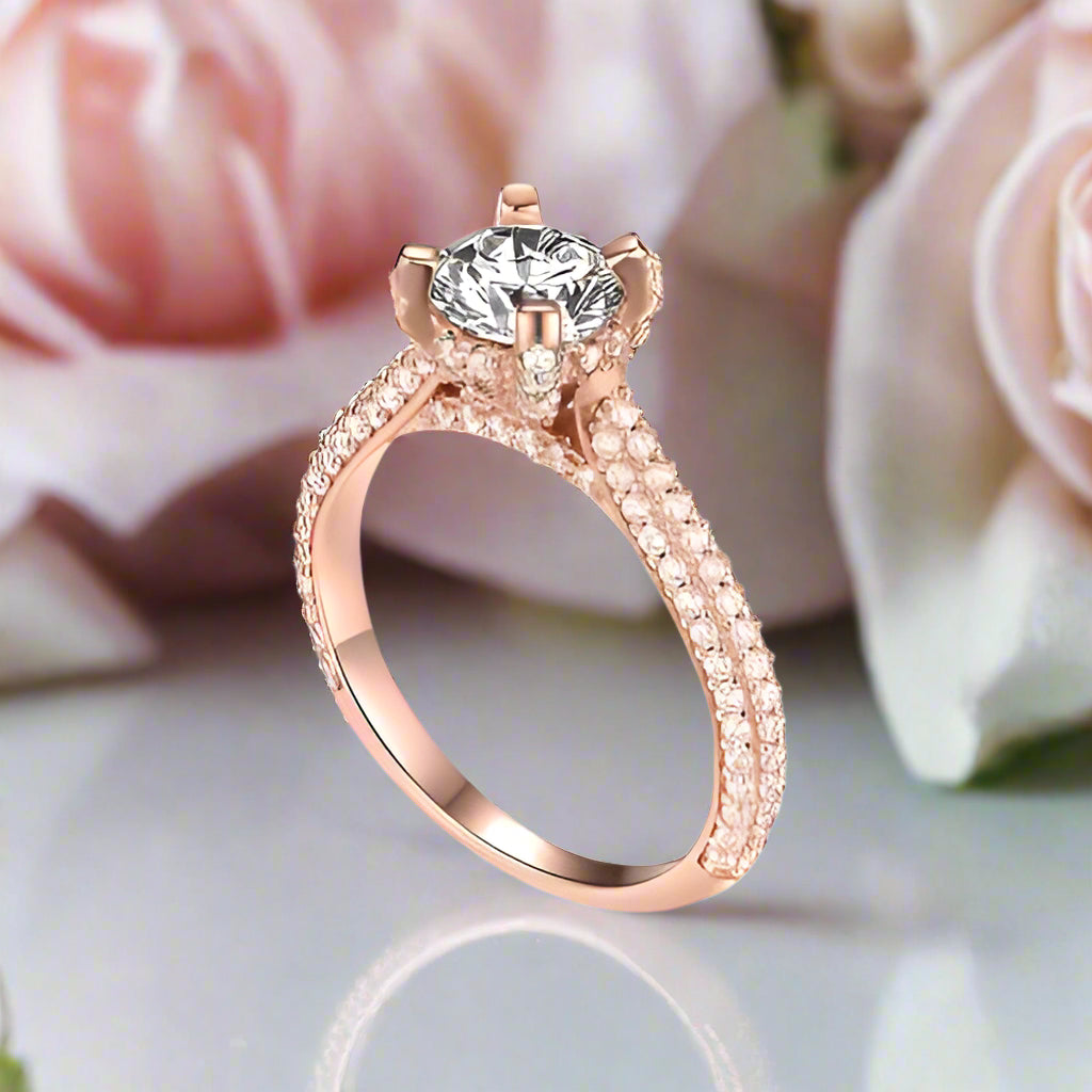 1.0 Ct Round Cut VVS1 D Color Diamond Engagement Ring-Black Diamonds New York