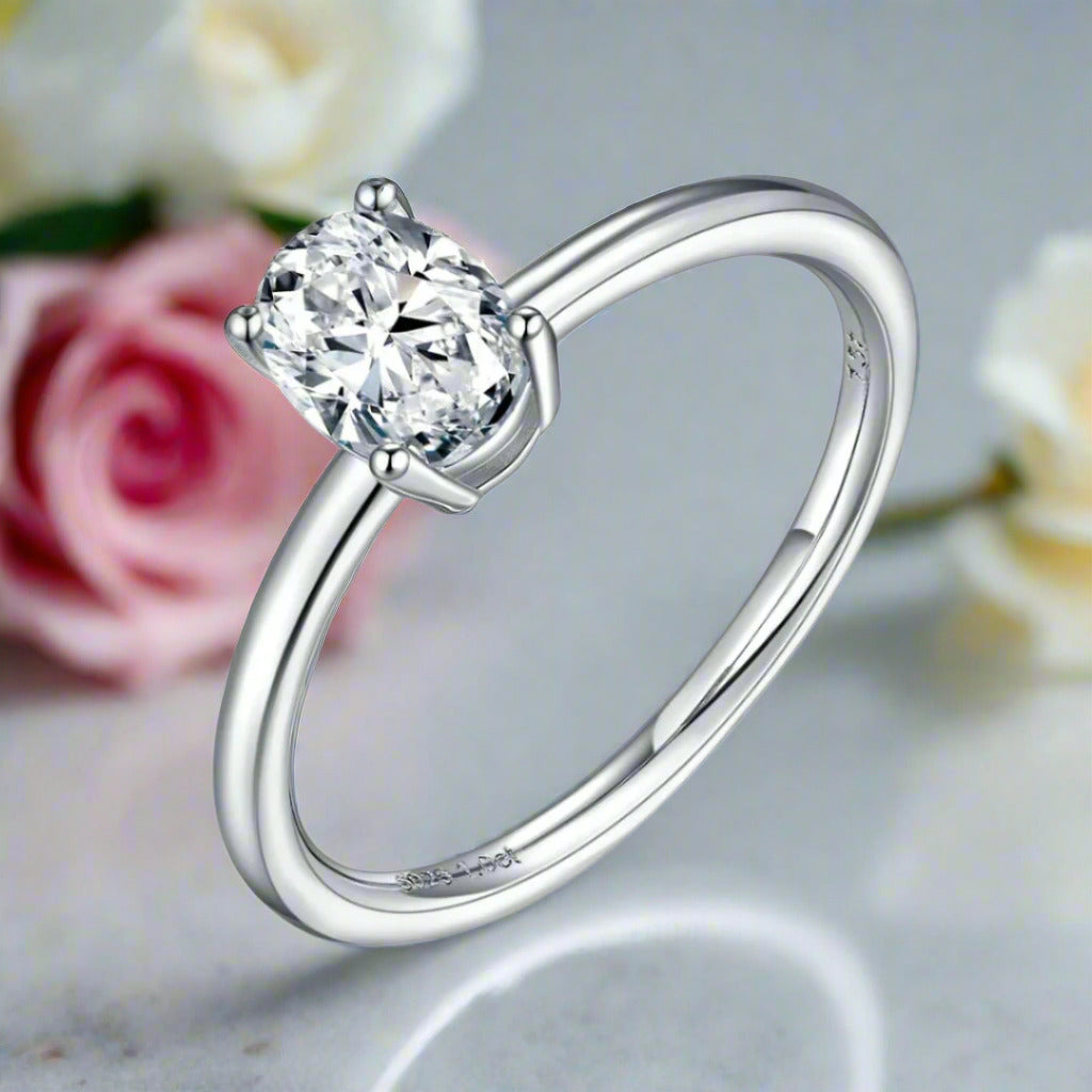 1.0 ct 5*7mm Oval-cut Diamond Engagement Ring-Black Diamonds New York